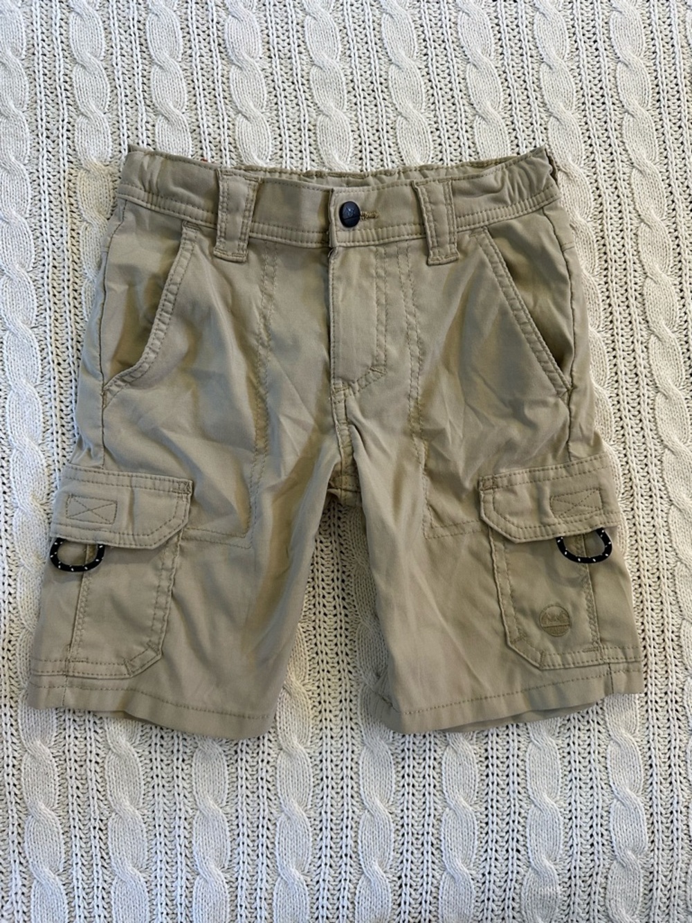 Khaki Cargo Shorts with D-Ring Details